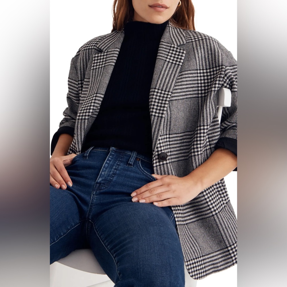 Madewell Dorset Adkins Oversized Wool Blend Plaid Blazer Size Small